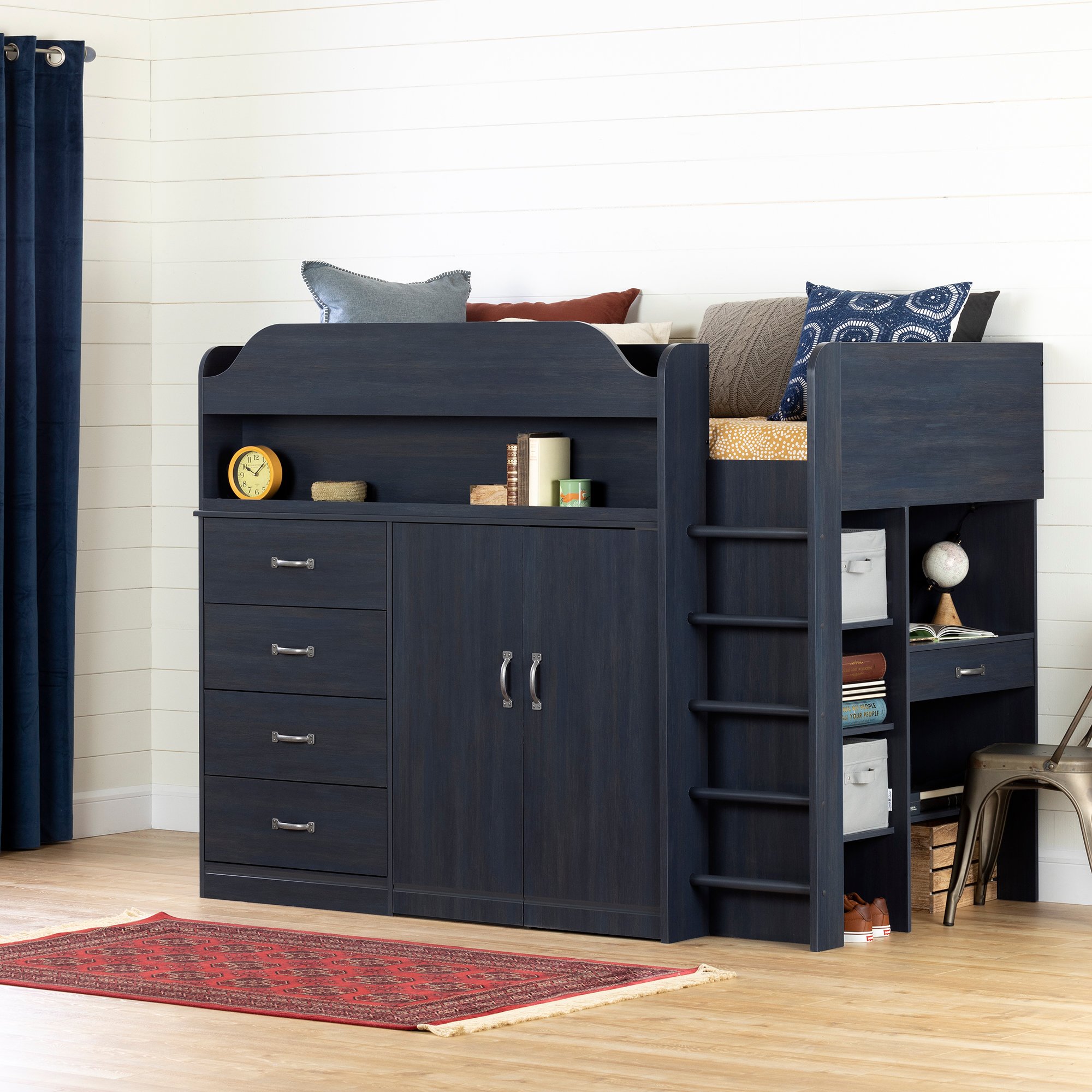 12395 Contemporary Blue Twin Loft Bed - Asten-1