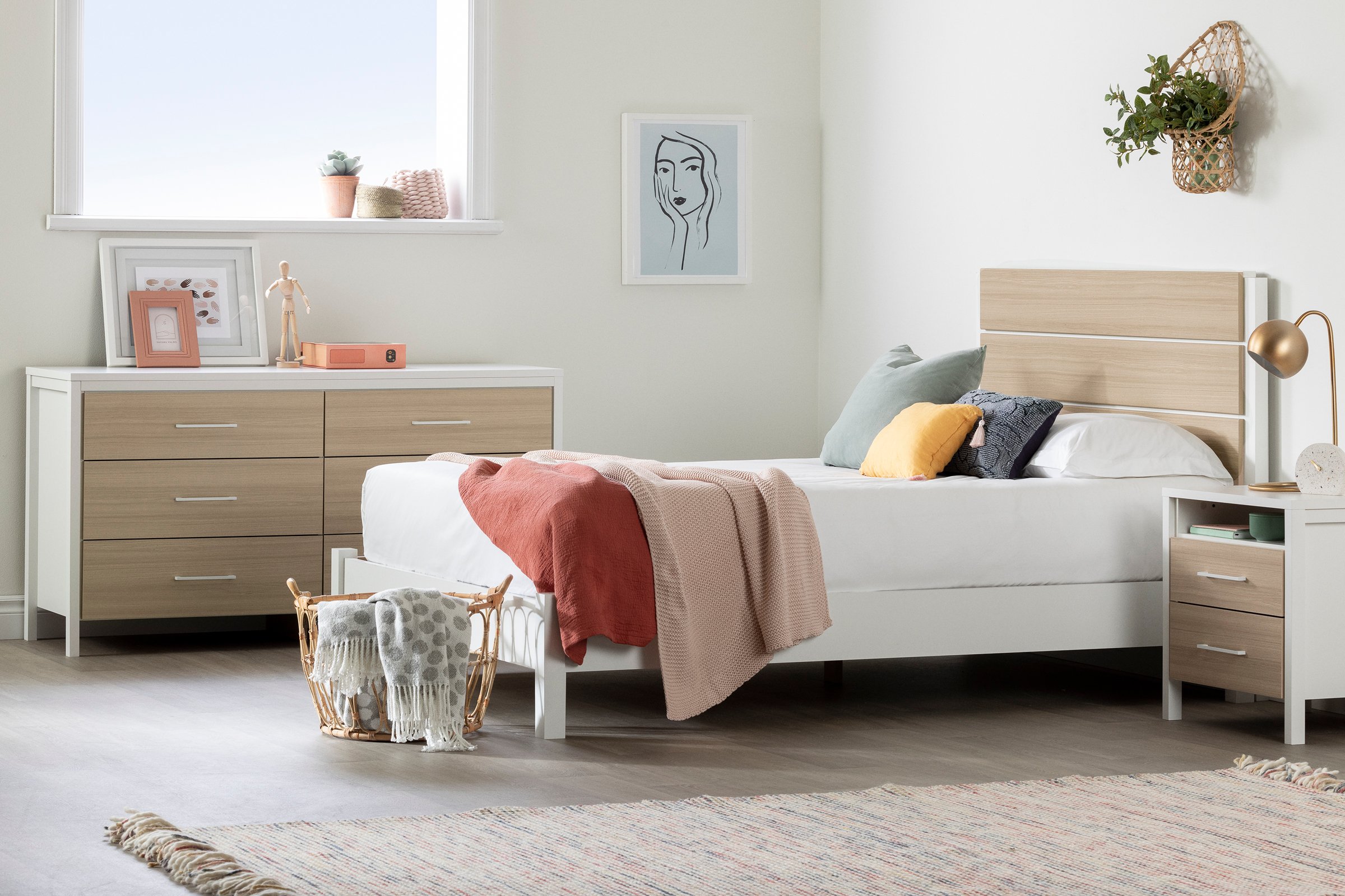 13214 White and Elm Full Platform Bed with Headboard - Munich-4
