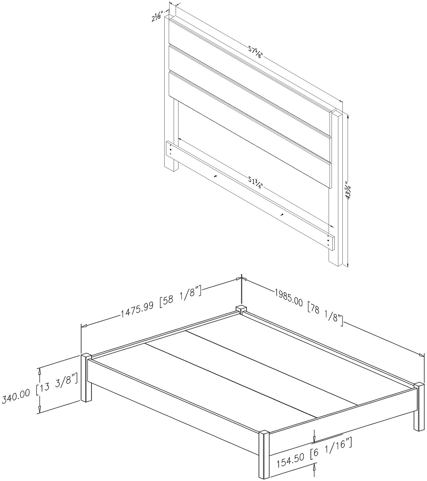 13214 White and Elm Full Platform Bed with Headboard - Munich-7