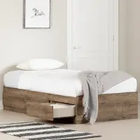 13719 Farmhouse Weathered Oak Twin Mates Storage Bed - Munich