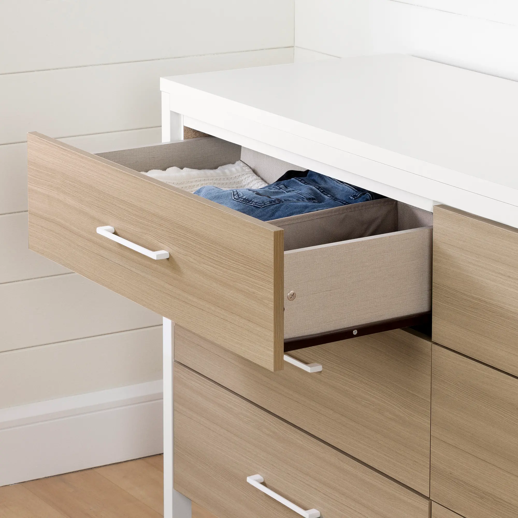 13207 Contemporary Soft Elm & White Dresser - Munich-5