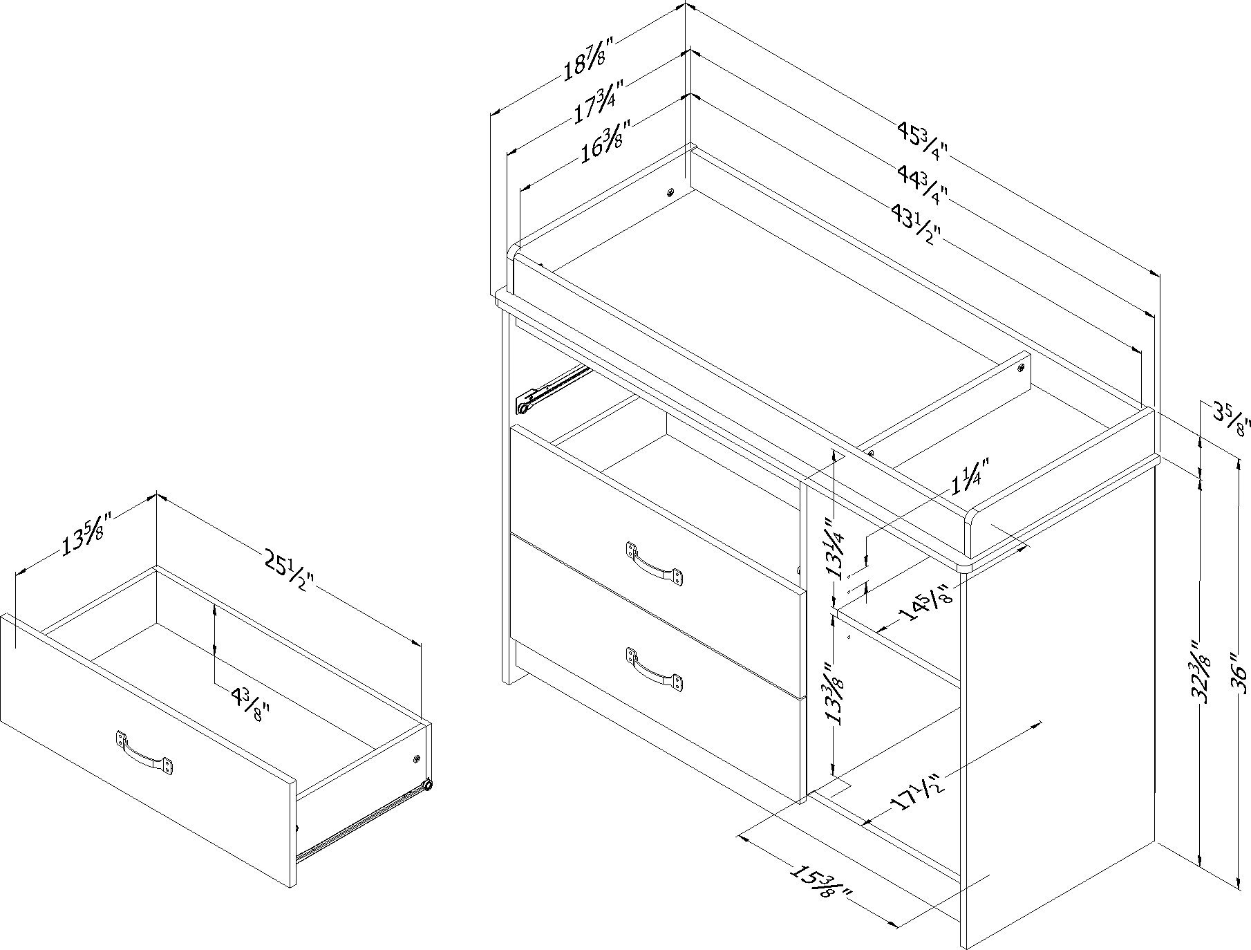 13286 Farmhouse Gray Oak Changing Table - Tassio-8