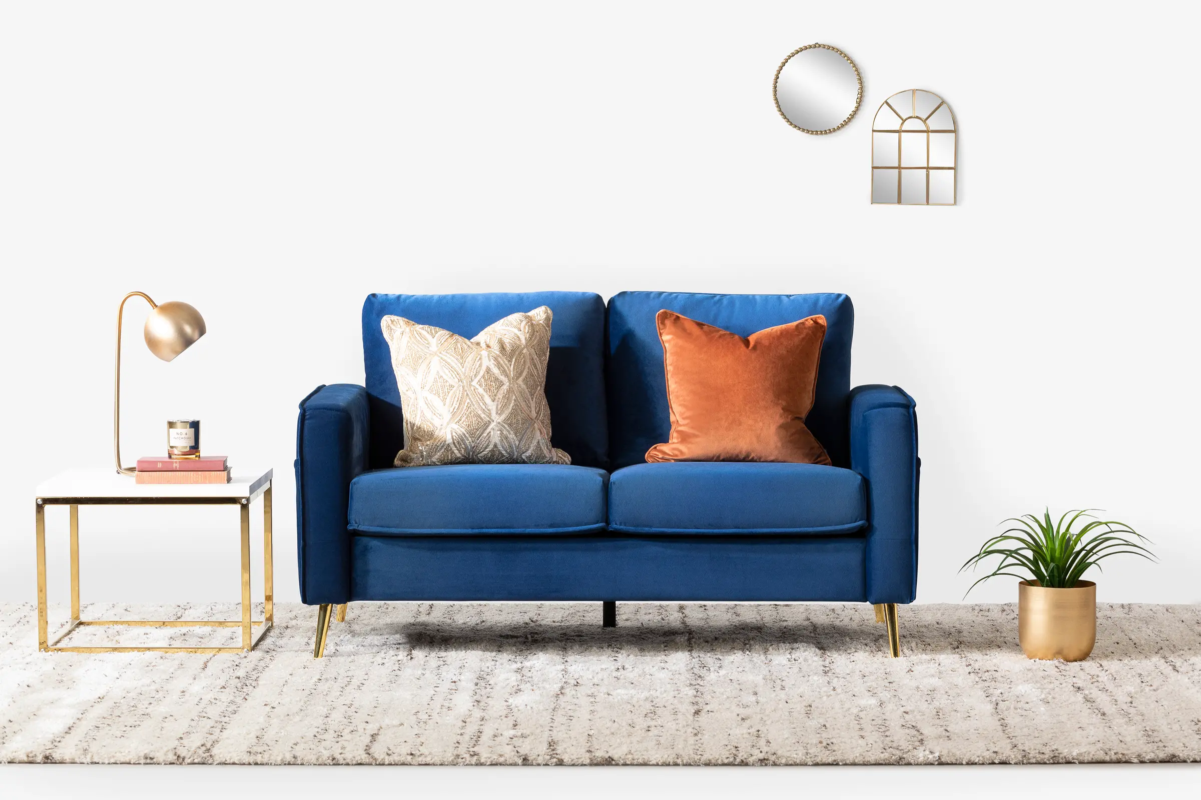 13055 Modern Dark Blue Loveseat - Live-It Cozy-1