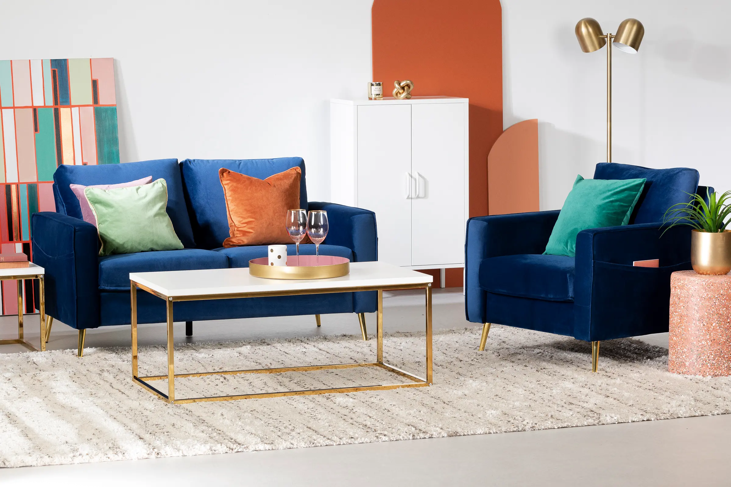 13055 Modern Dark Blue Loveseat - Live-It Cozy-2