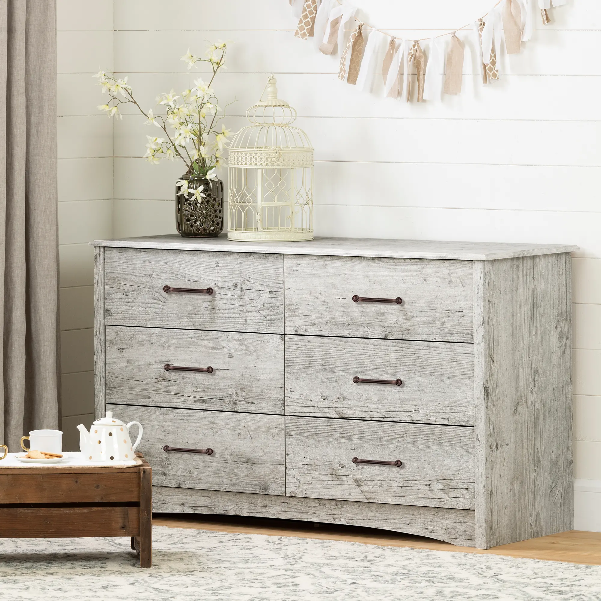 12995 Helson Seaside Pine 6-Drawer Dresser-1