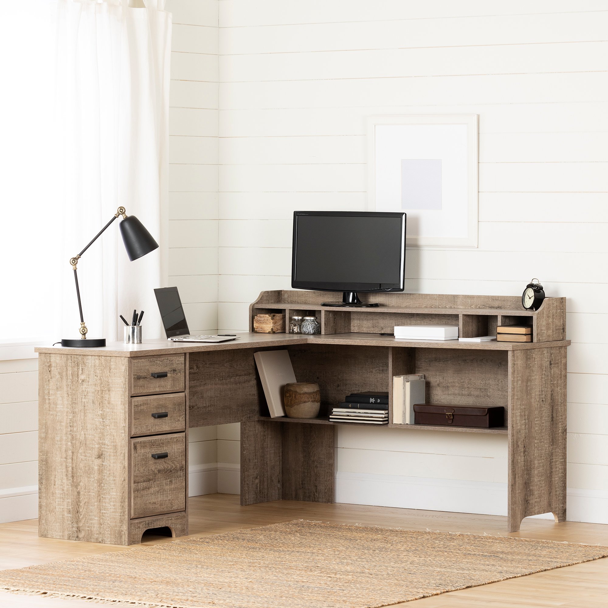 13108 Versa Weathered Oak L-Shaped Desk-1