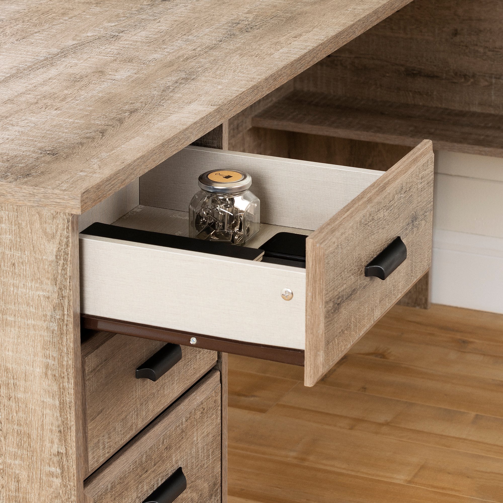 13108 Versa Weathered Oak L-Shaped Desk-3