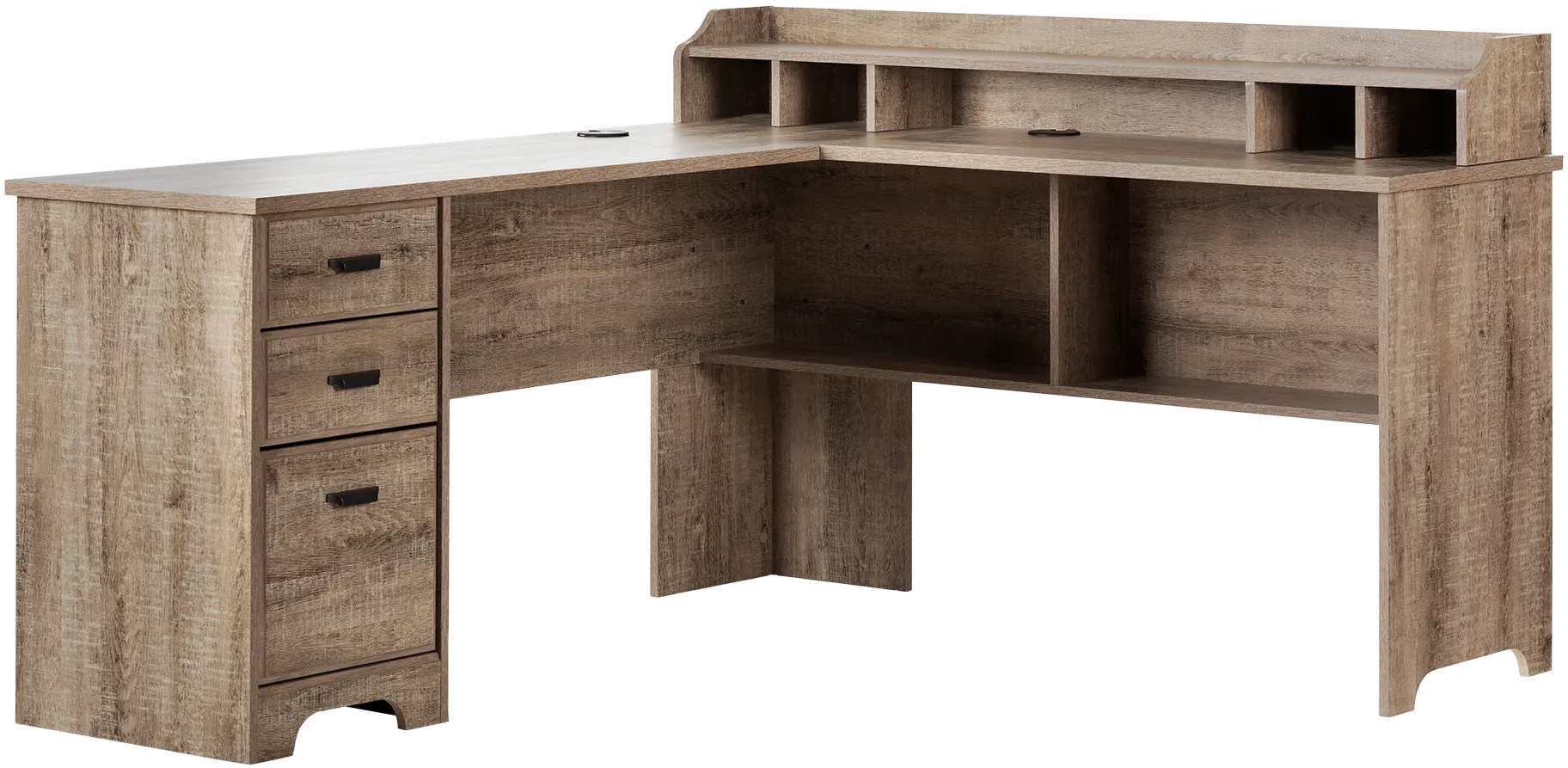 13108 Versa Weathered Oak L-Shaped Desk-5
