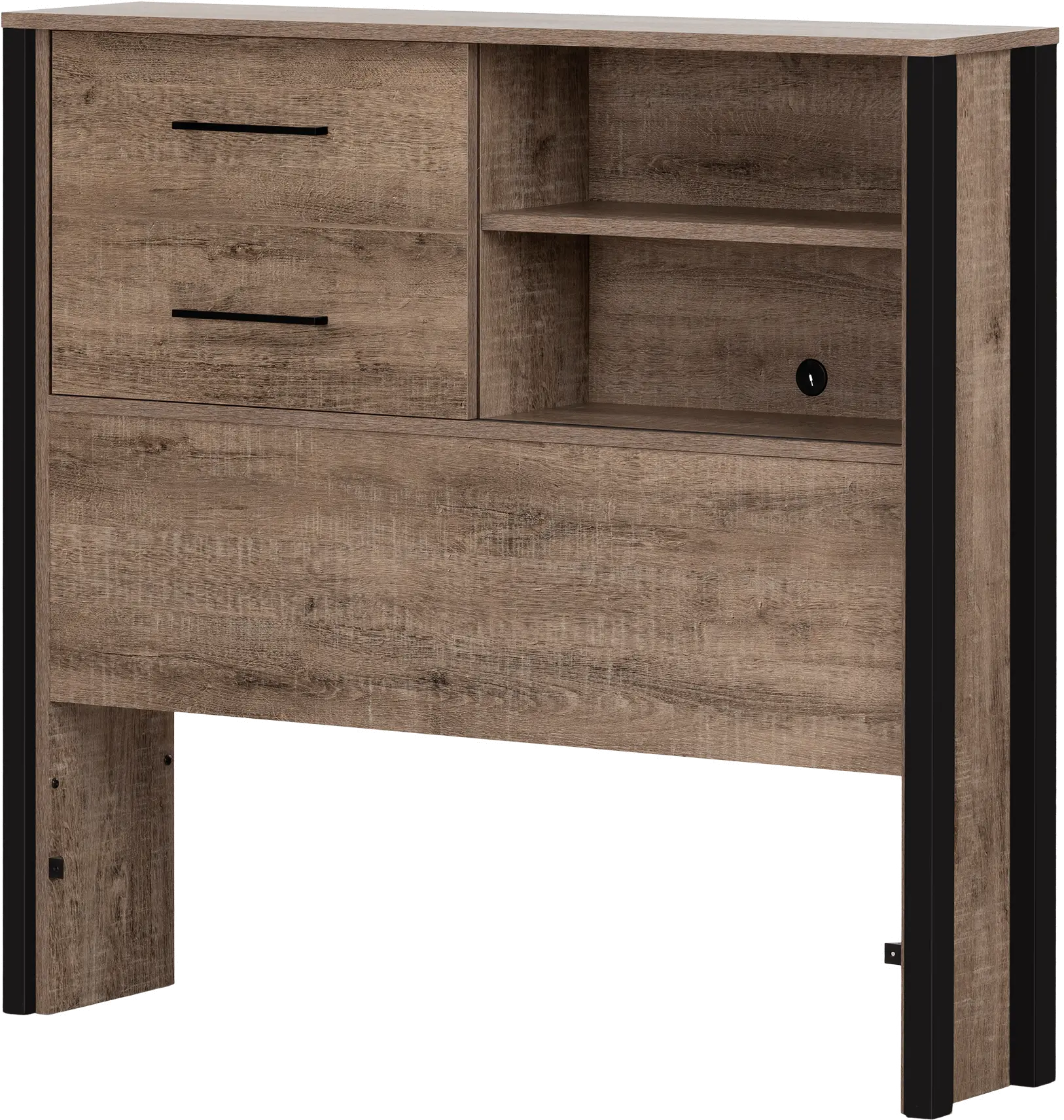 13202 Munich Weathered Oak Bookcase Headboard-5