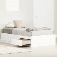 13718 Contemporary White Twin Mates Storage Bed - Munich