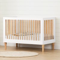 12937 Balka White and Natural 3-in-1 Convertible Crib