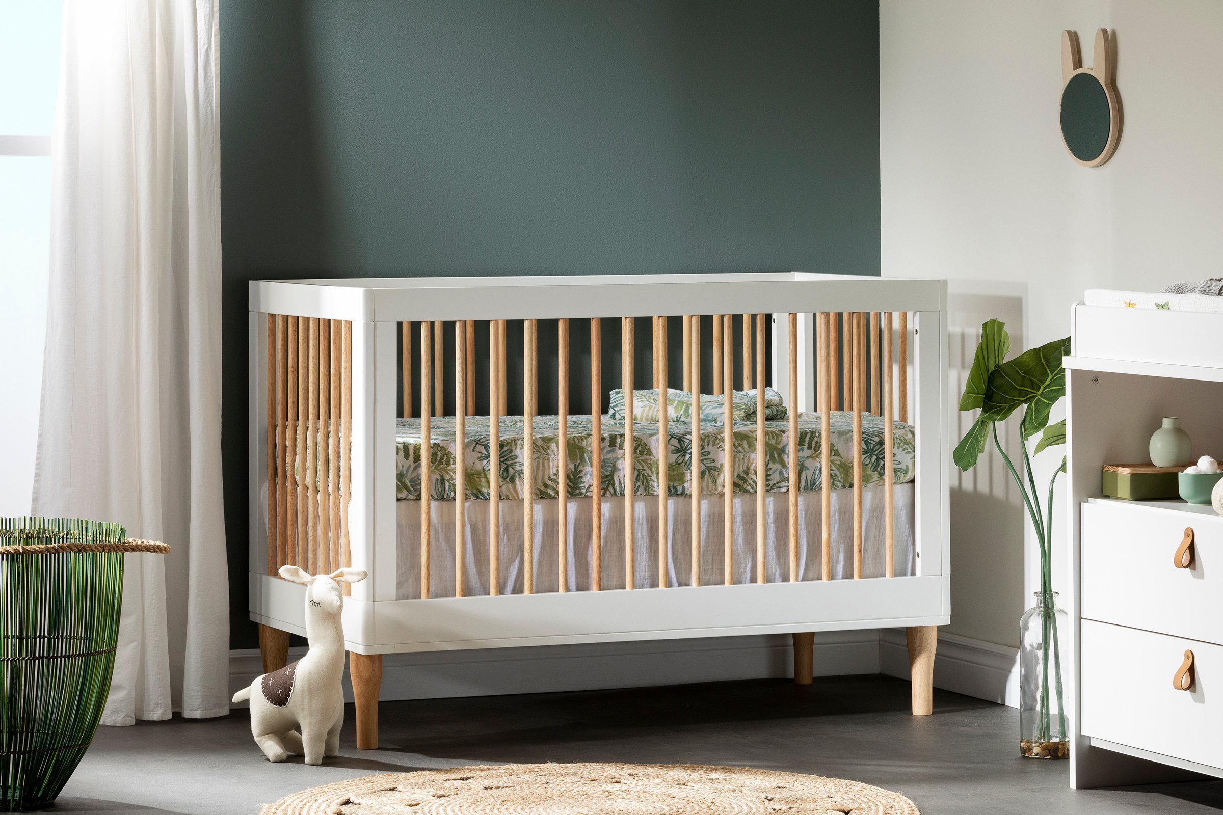 12937 Balka White and Natural 3-in-1 Convertible Crib-5