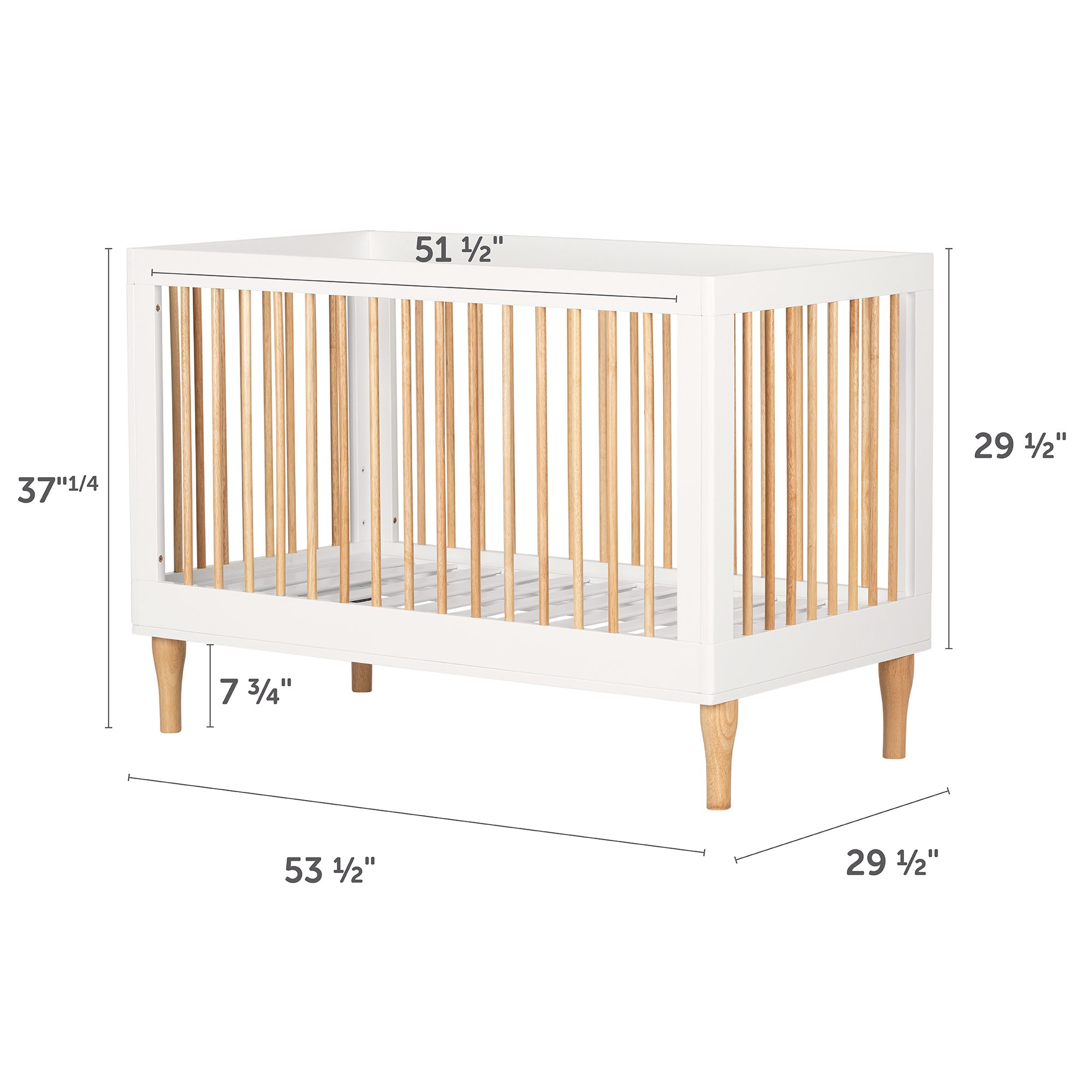 12937 Balka White and Natural 3-in-1 Convertible Crib-7