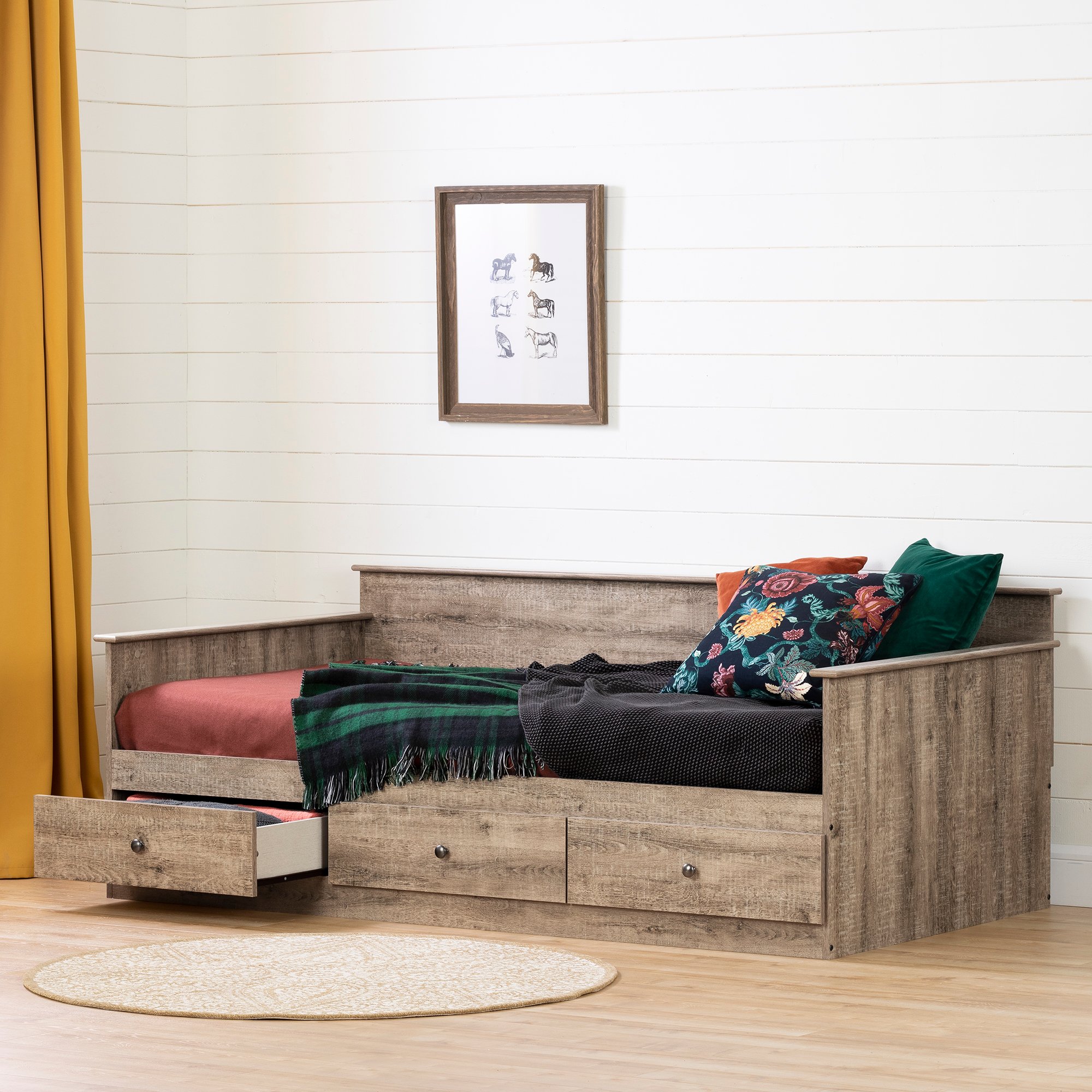 13125 Farmhouse Weathered Oak Daybed - Tassio-1