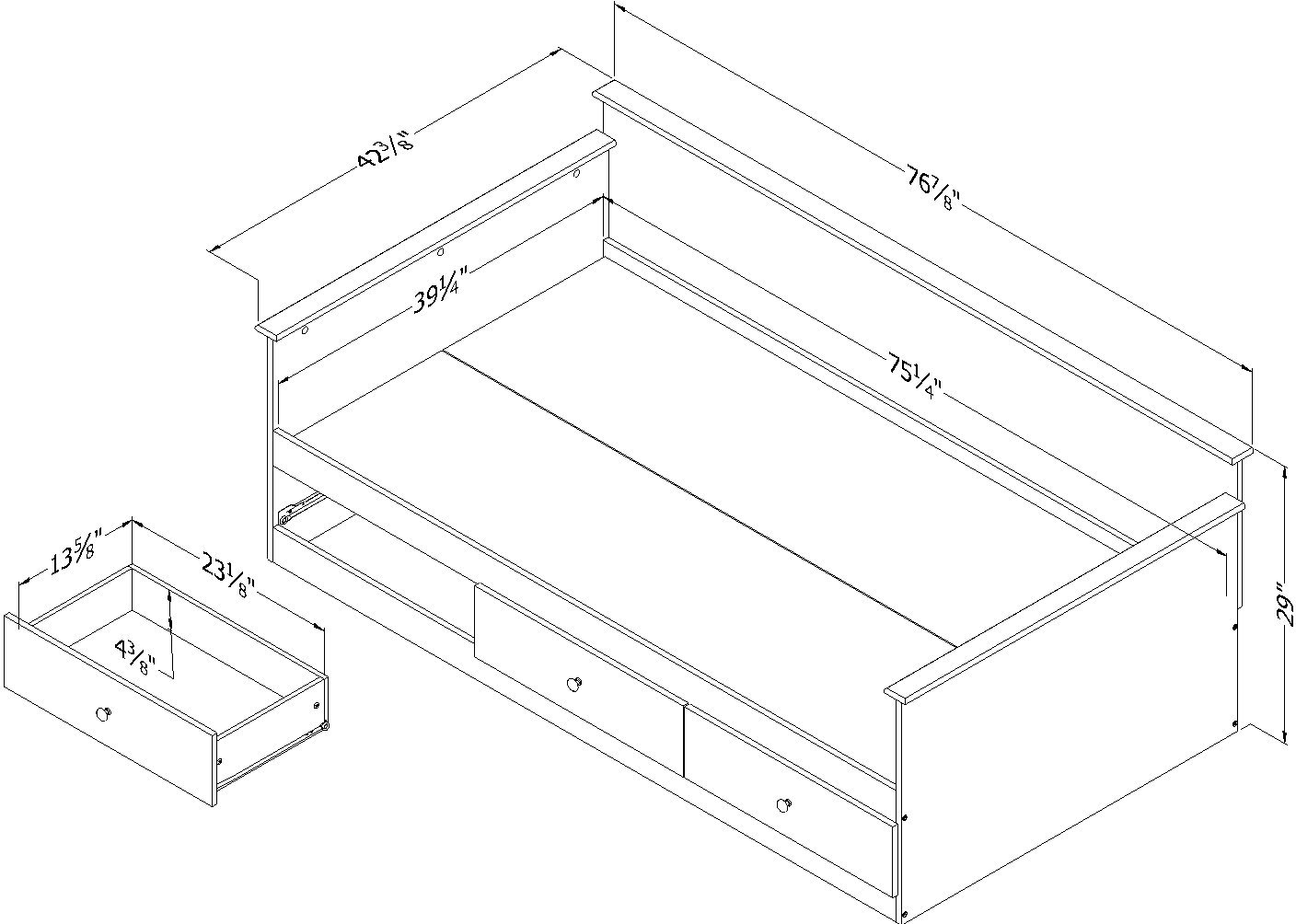 13125 Farmhouse Weathered Oak Daybed - Tassio-8