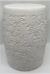 Clearance 17 Inch Off White Floral Patterned Garden Stool