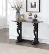 55647 Traditional Brown and Black Accent Console with Scroll Legs