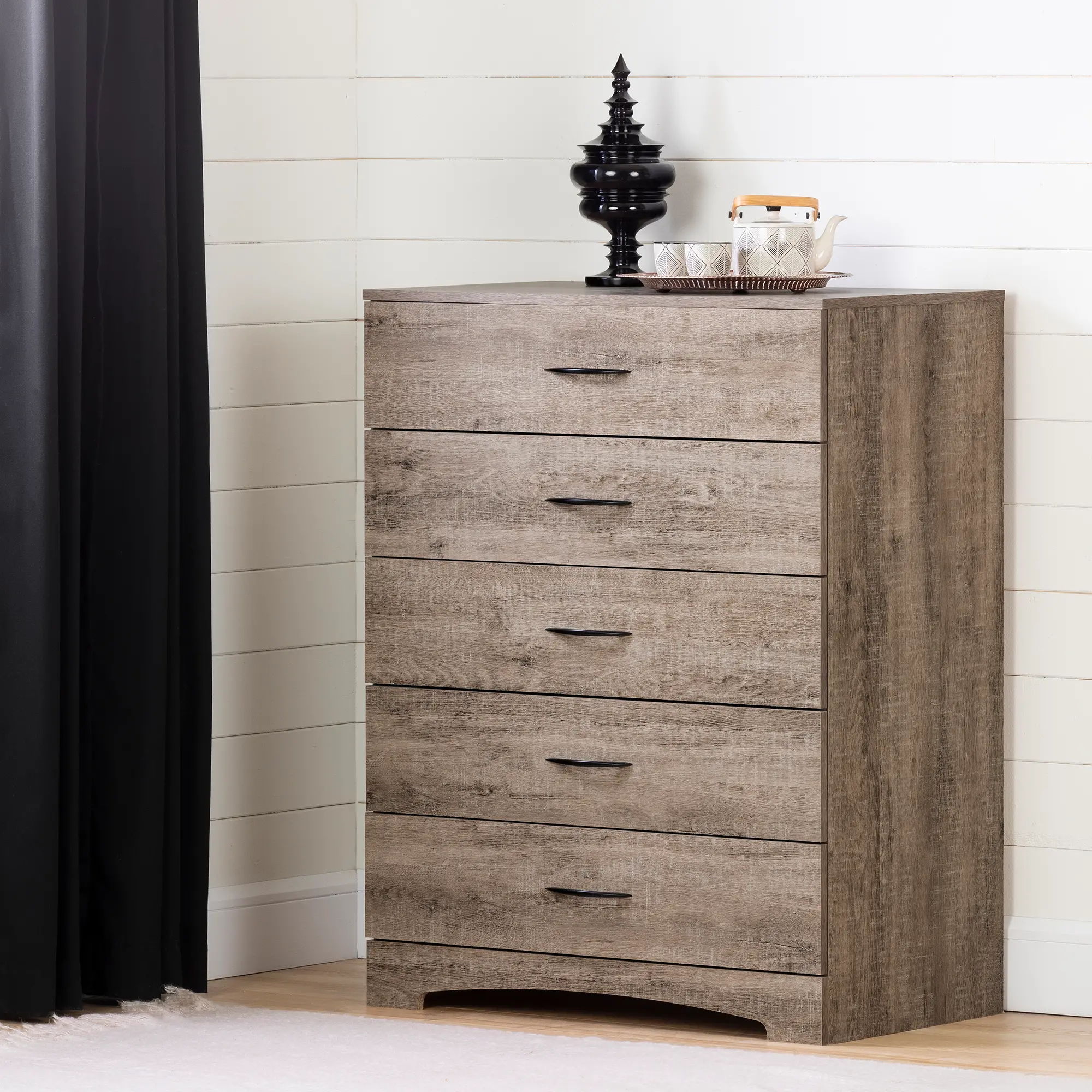13117 Step One Weathered Oak 5-Drawer Chest-1