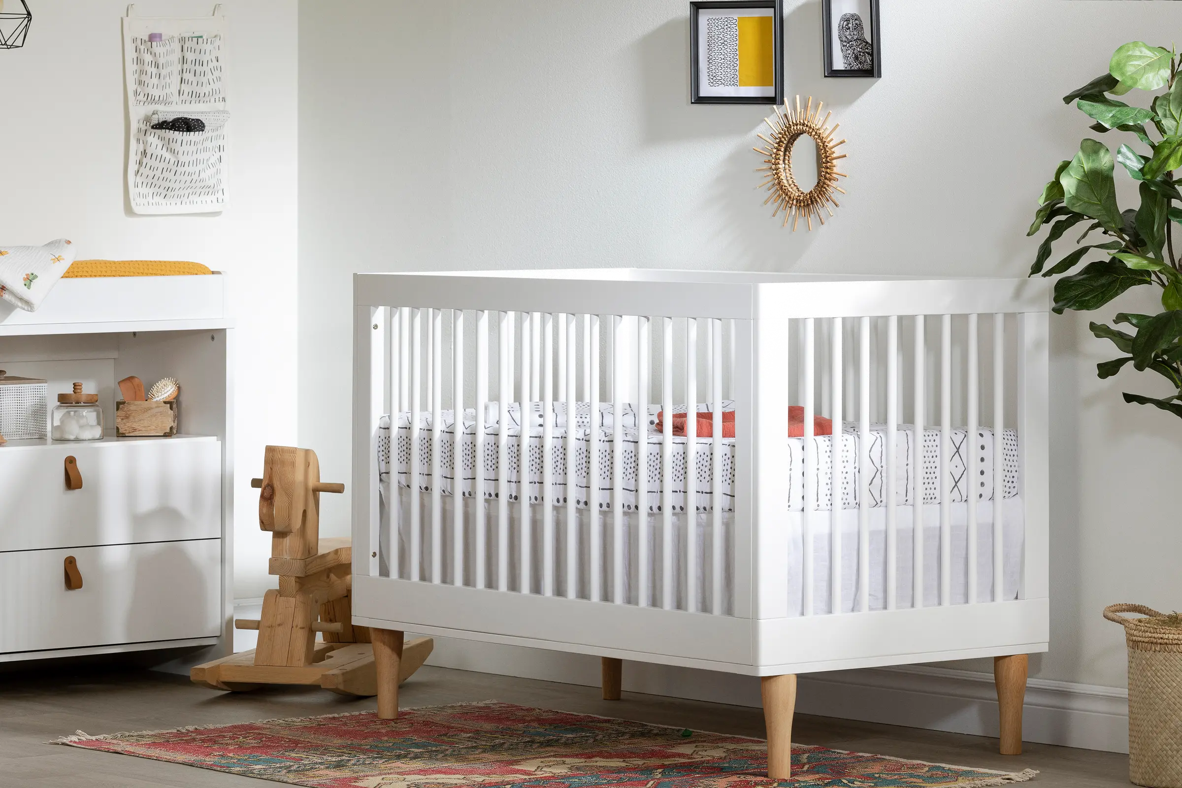12938 Balka Pure White Adjustable Baby Crib-2