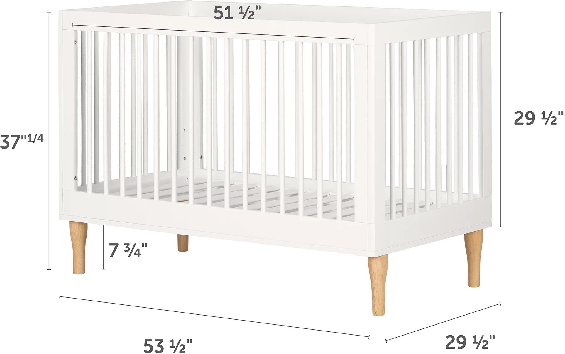 12938 Balka Pure White Adjustable Baby Crib-7