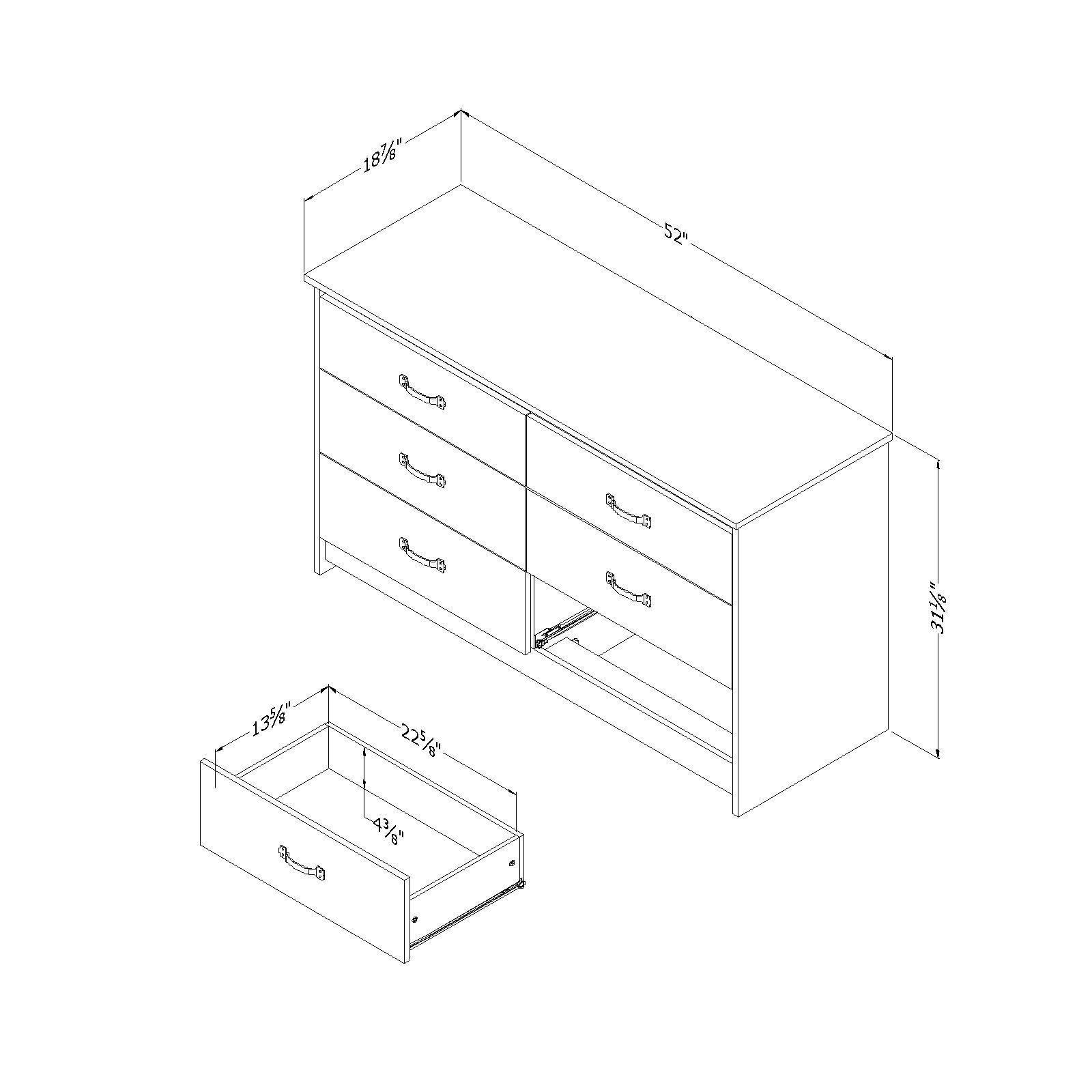 12984 Tassio Gray Oak 6-Drawer Dresser-7