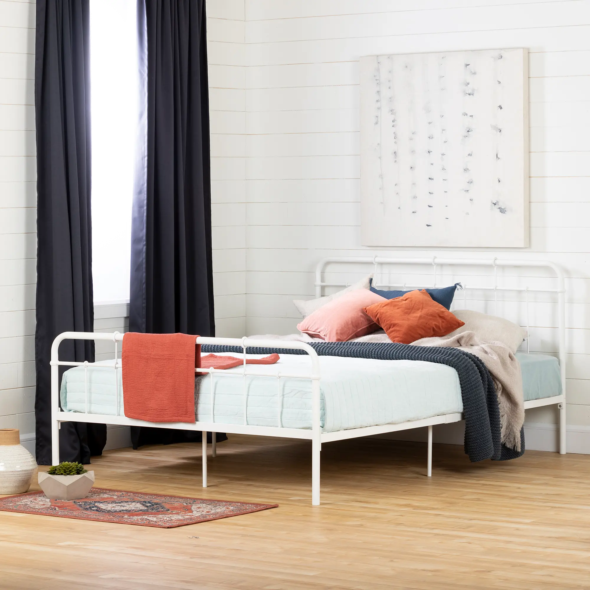 13048 Versa White Metal Complete Bed-1