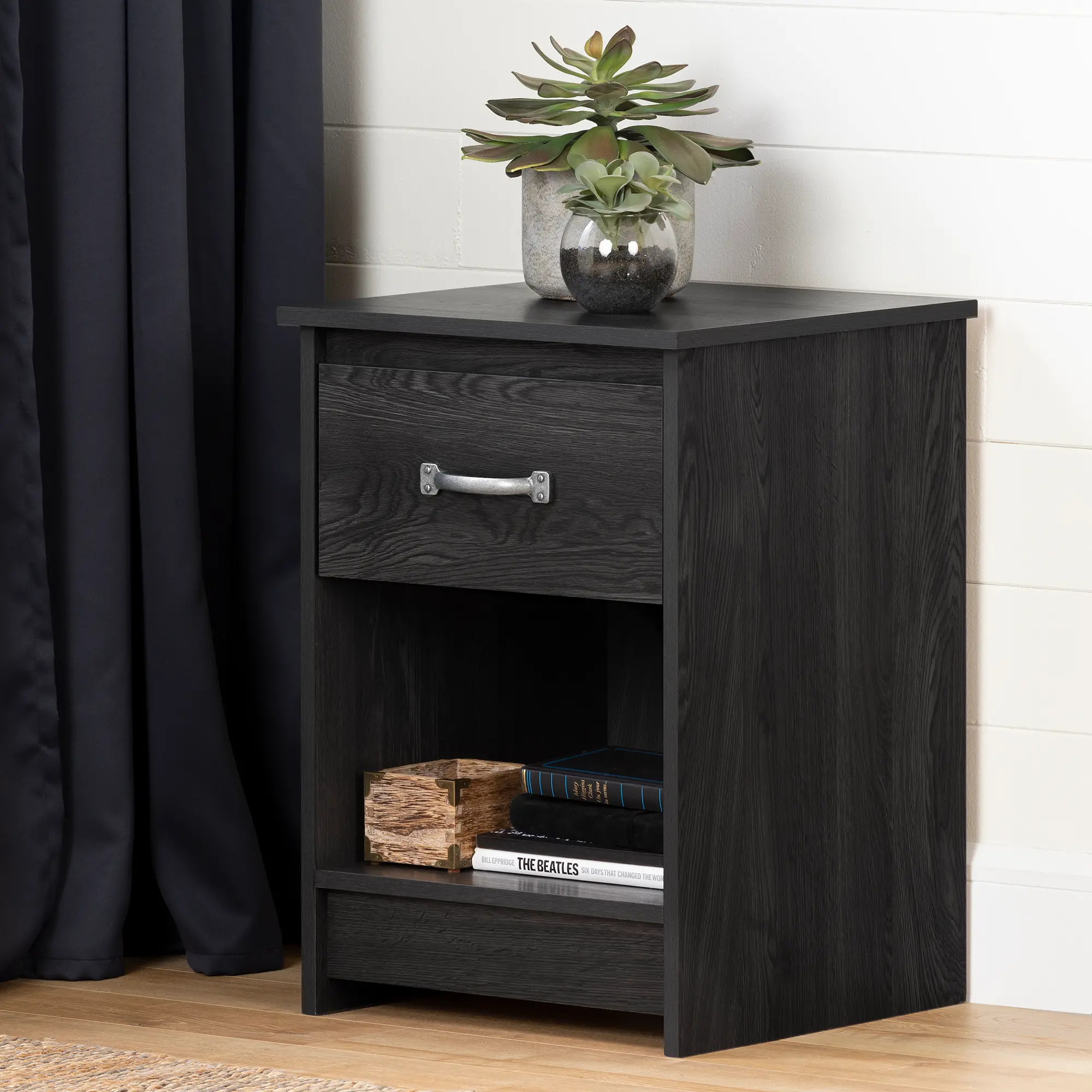12985 Tassio Gray Oak 1-Drawer Nightstand-1