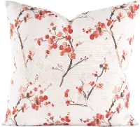 Coral Blossoms on Branches 20 Inch Feather Throw Pillow