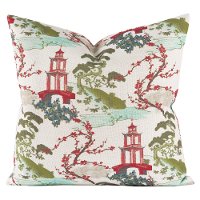 Red, Off White, Blue and Green 20 Inch Tranquility Throw Pillow