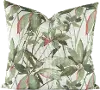 Green and Off White Desert Palm 20 Inch Feather Throw Pillow