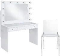 Posh White and Clear 3-Piece Vanity Set