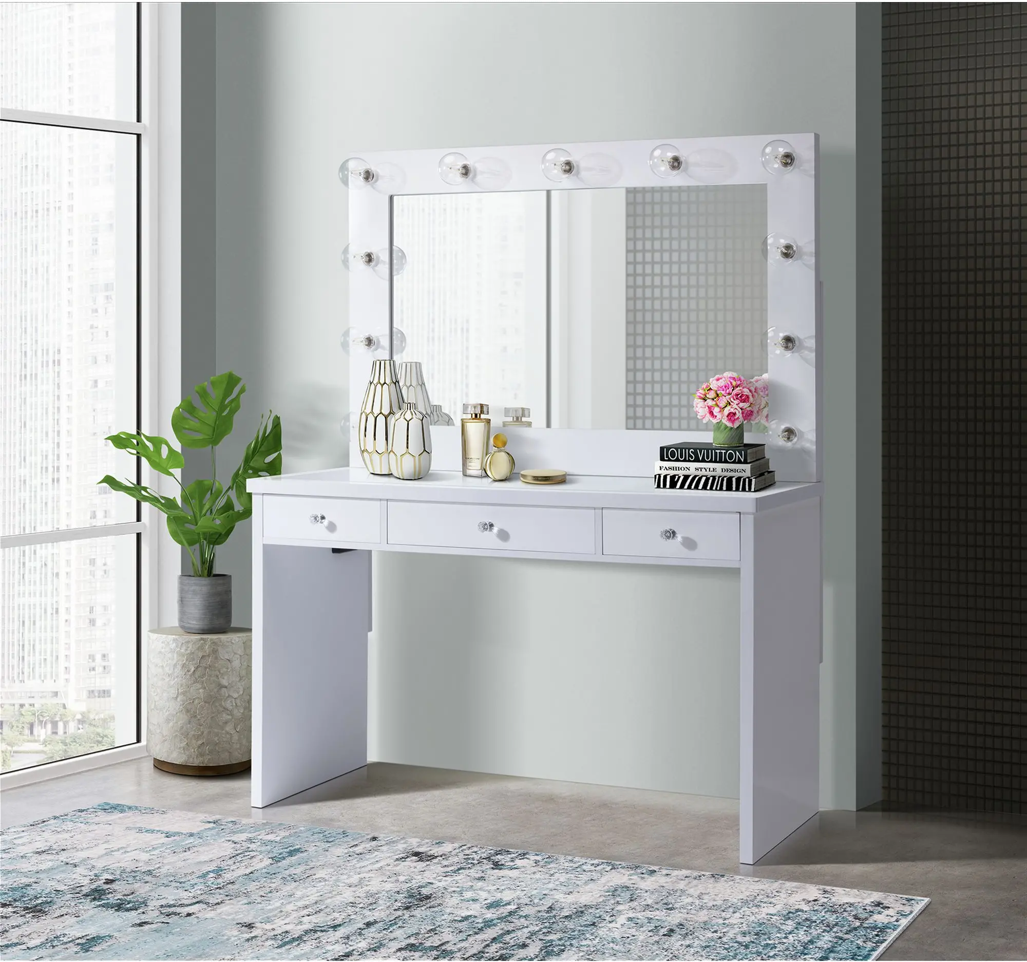 Posh White and Clear 3-Piece Vanity Set-2