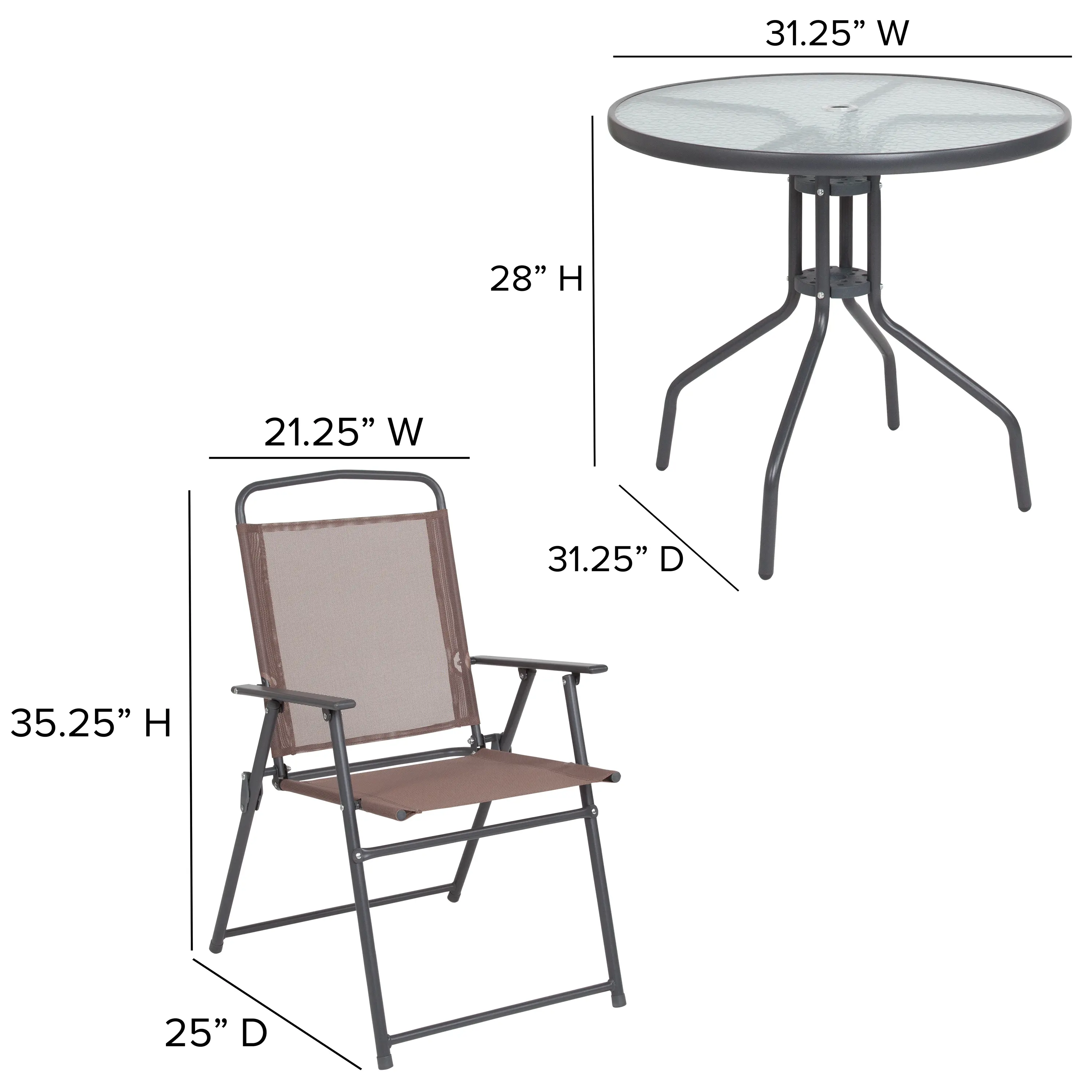 6 Piece Patio Garden Set - Brown-4