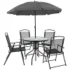 6 Piece Patio Garden Set with Umbrella - Black