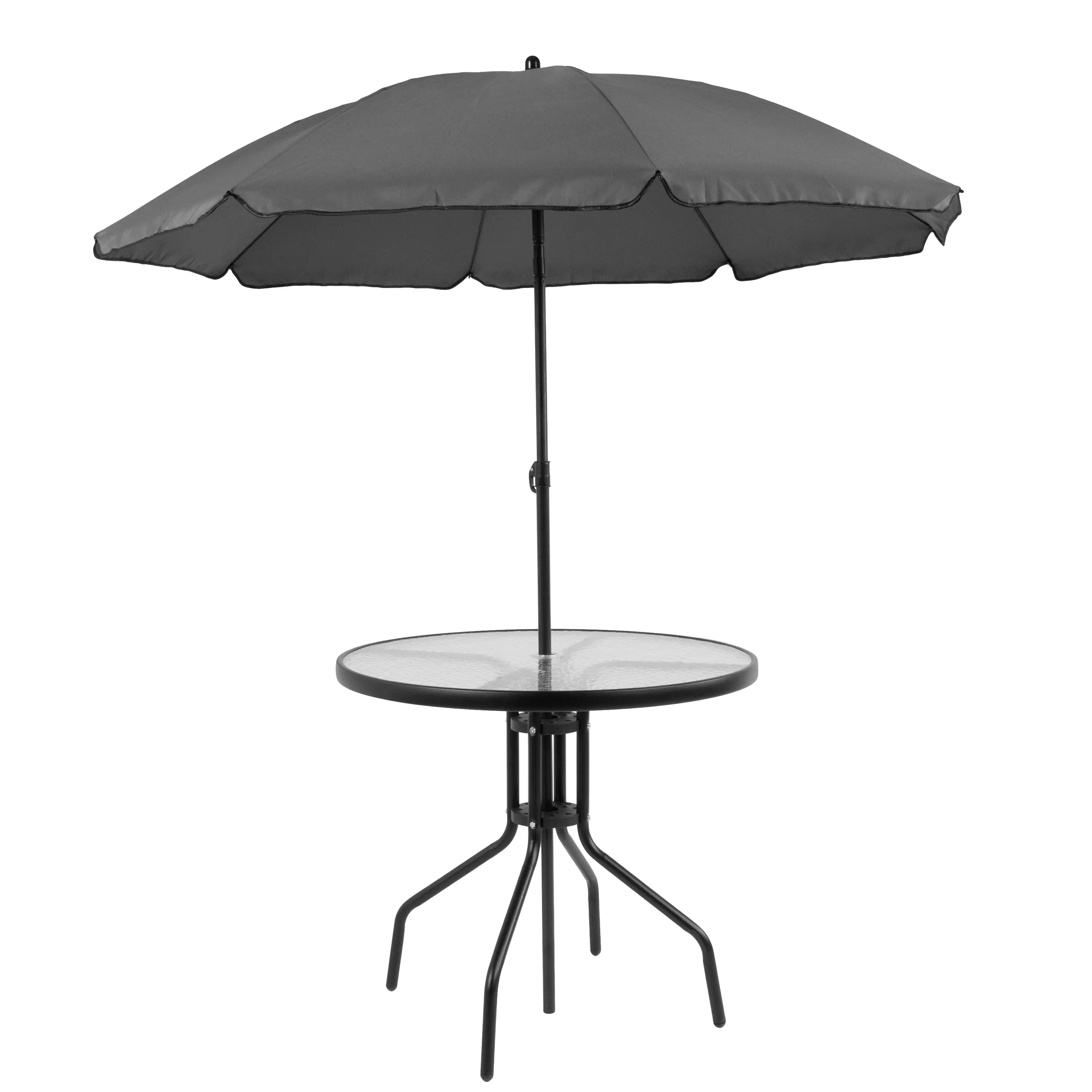 6 Piece Patio Garden Set with Umbrella - Black-7