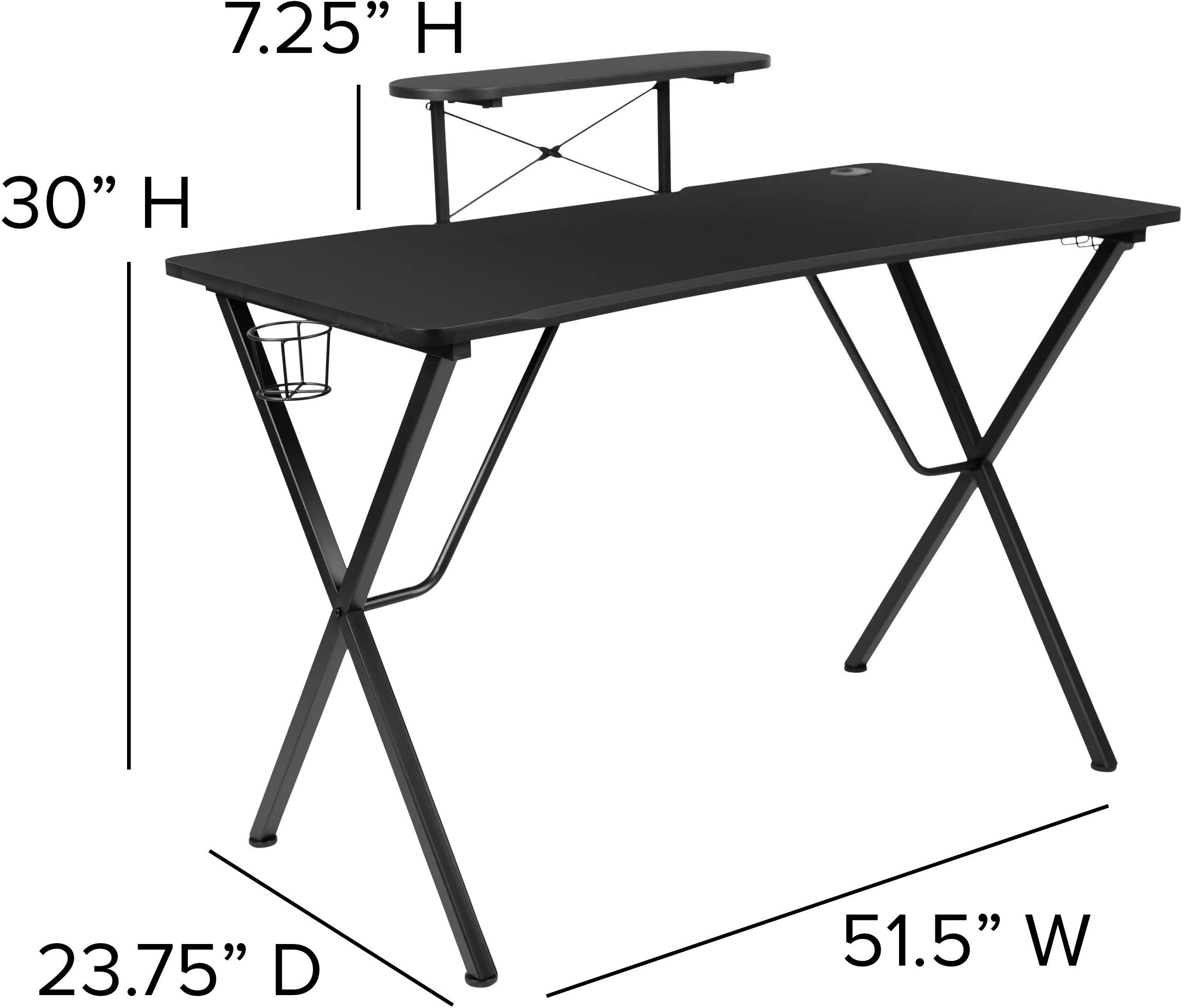 Black Gaming Desk with Monitor Stand-8