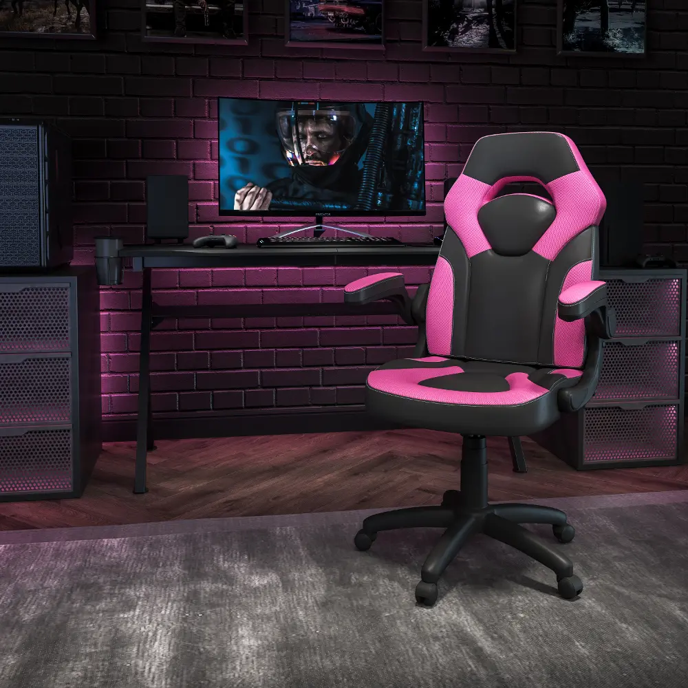 X10 Pink and Black Gaming Swivel Chair-1