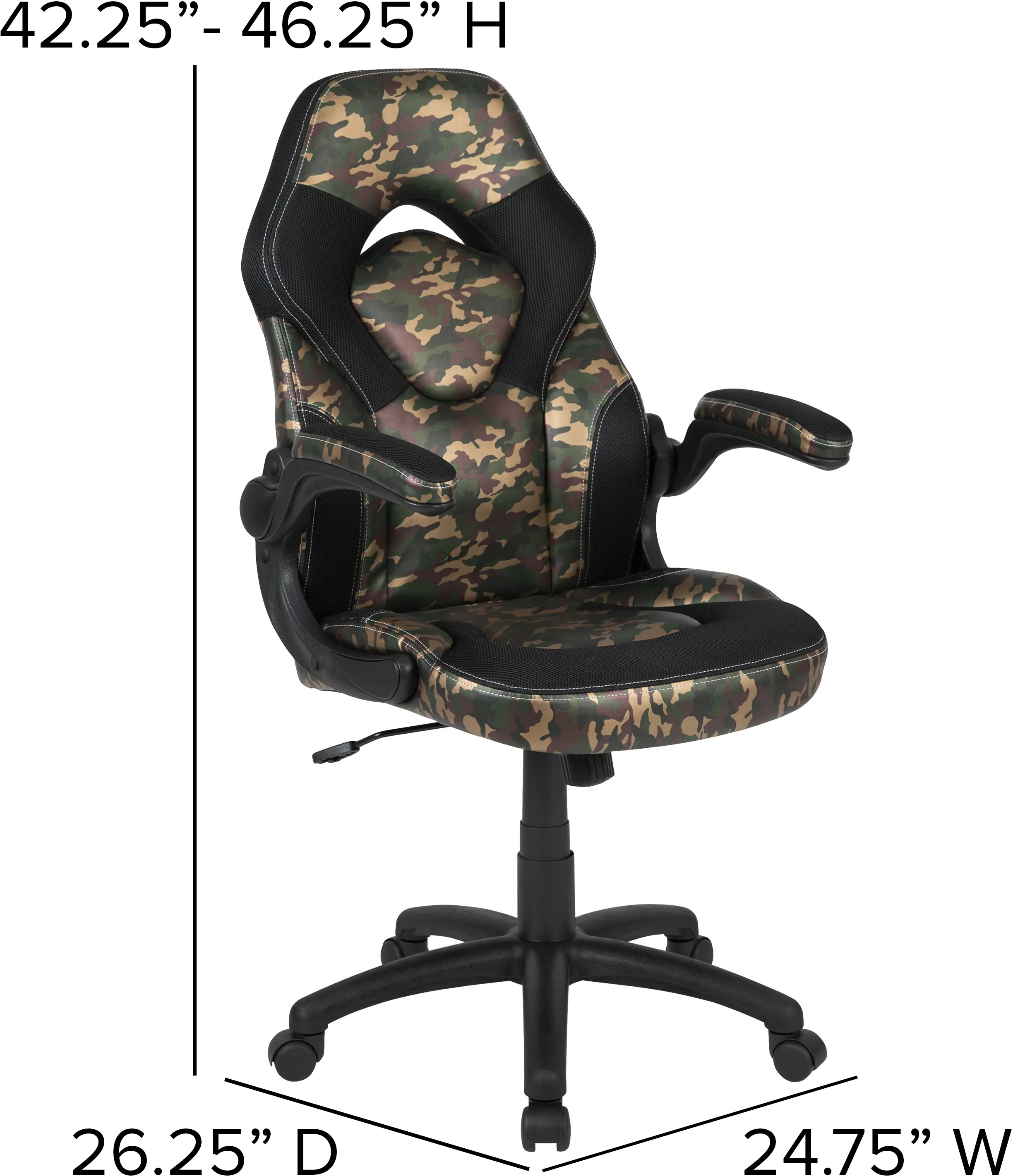 Camouflage and Black Gaming Swivel Chair - X10-8