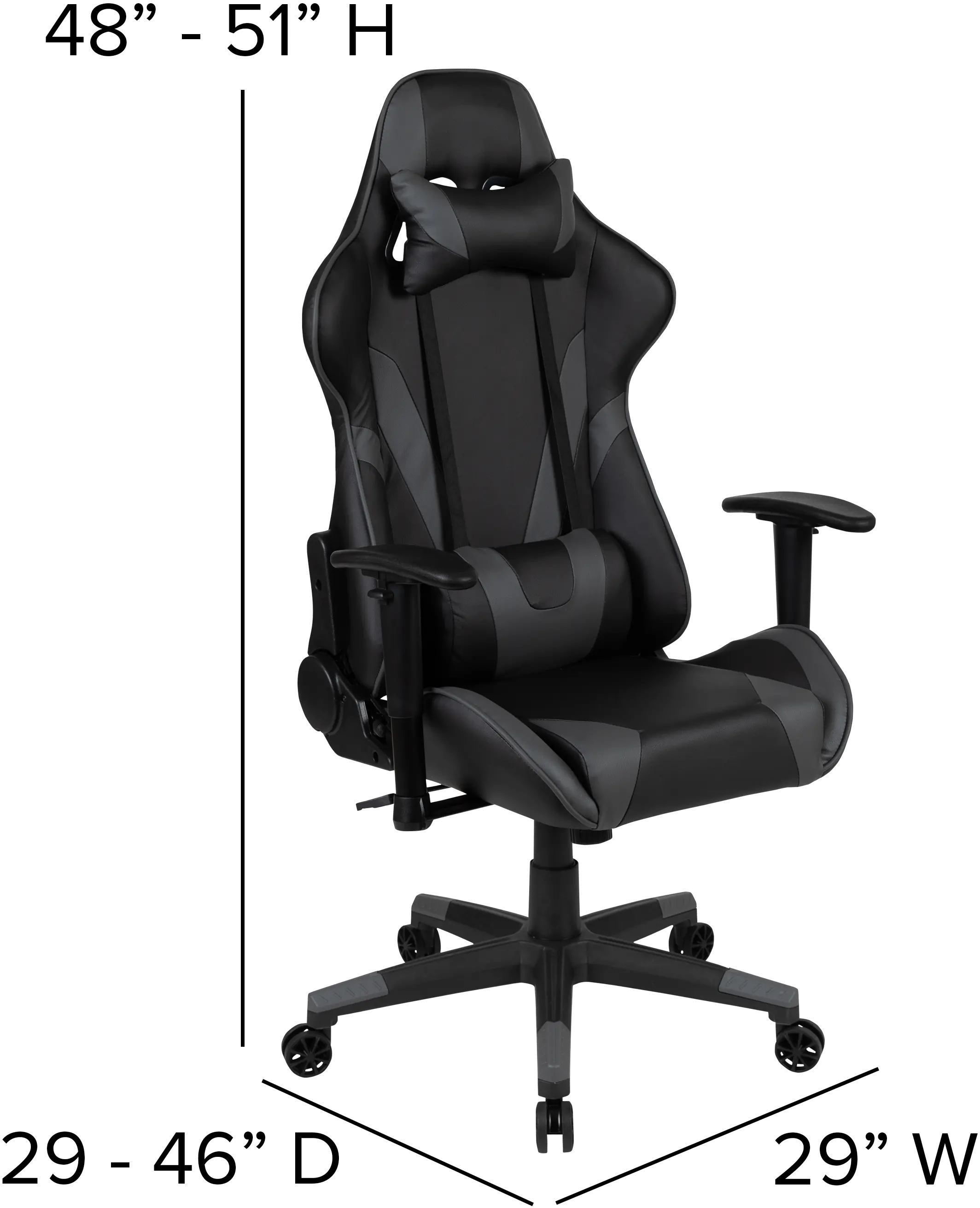 X20 Gray and Black Gaming Swivel Chair-8