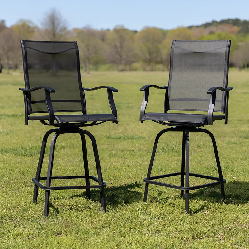 Set of 2 Black Patio Stools-2