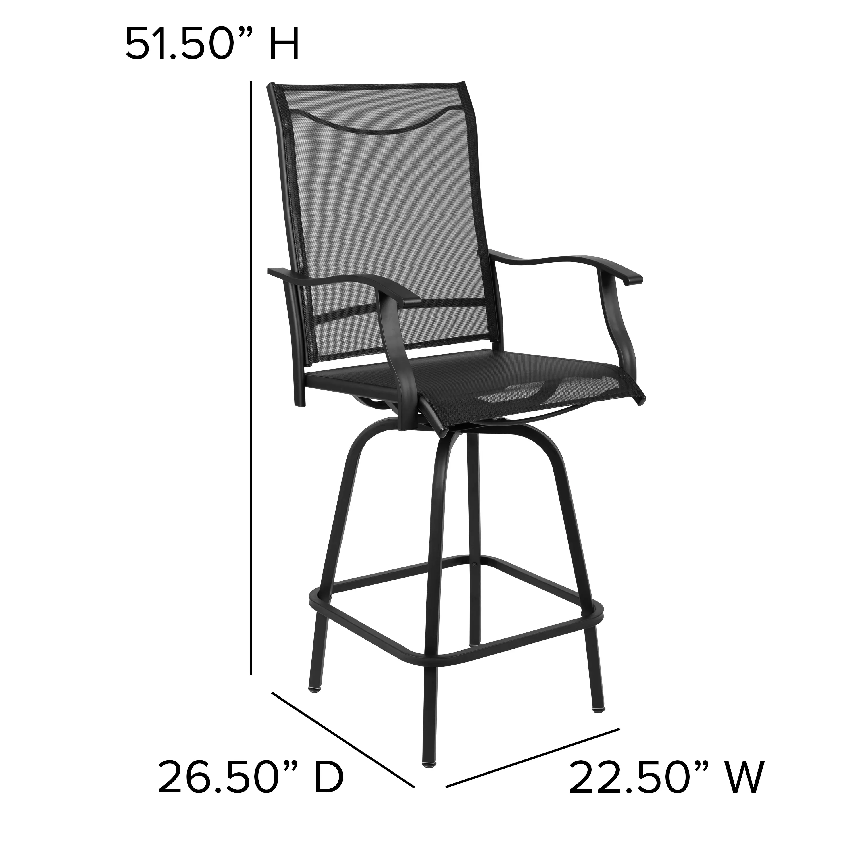 Set of 2 Black Patio Stools-4