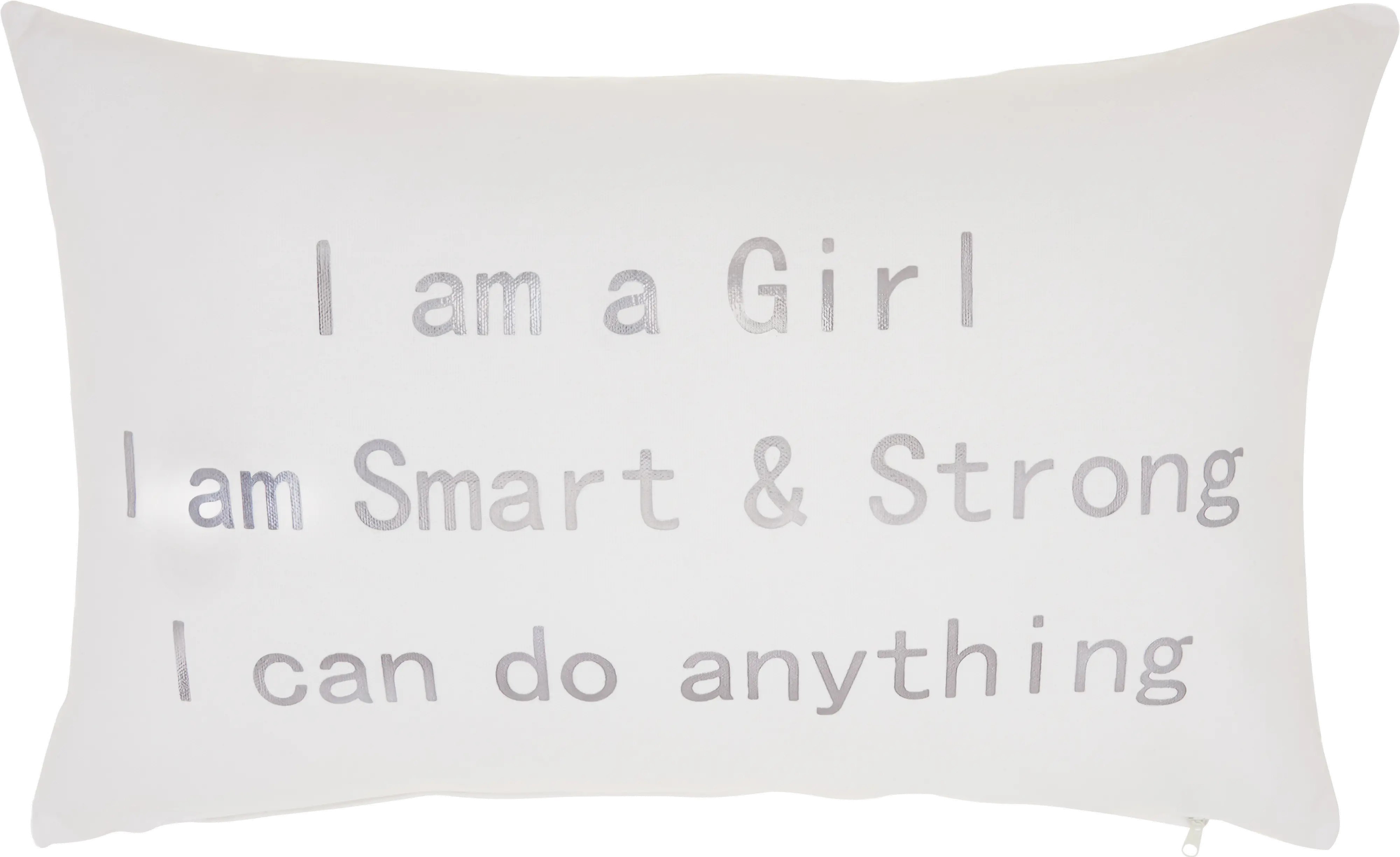 L1001/PEWTER-14X22 Off White and Gray I Am A Girl, I Am Strong Throw Pillow-1