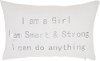 L1001/PEWTER-14X22 Off White and Gray I Am A Girl, I Am Strong Throw Pillow
