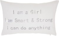 L1001/PEWTER-14X22 Off White and Gray I Am A Girl, I Am Strong Throw Pillow-1