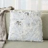VV201/WHITESV-20X20 White and Silver Faux Fur Throw Pillow with Sequin Embellishment