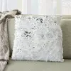 VV201/WHITESV-20X20 White and Silver Faux Fur Throw Pillow with Sequin Embellishment