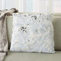 VV201/WHITESV-20X20 White and Silver Faux Fur Throw Pillow with Sequin Embellishment-1