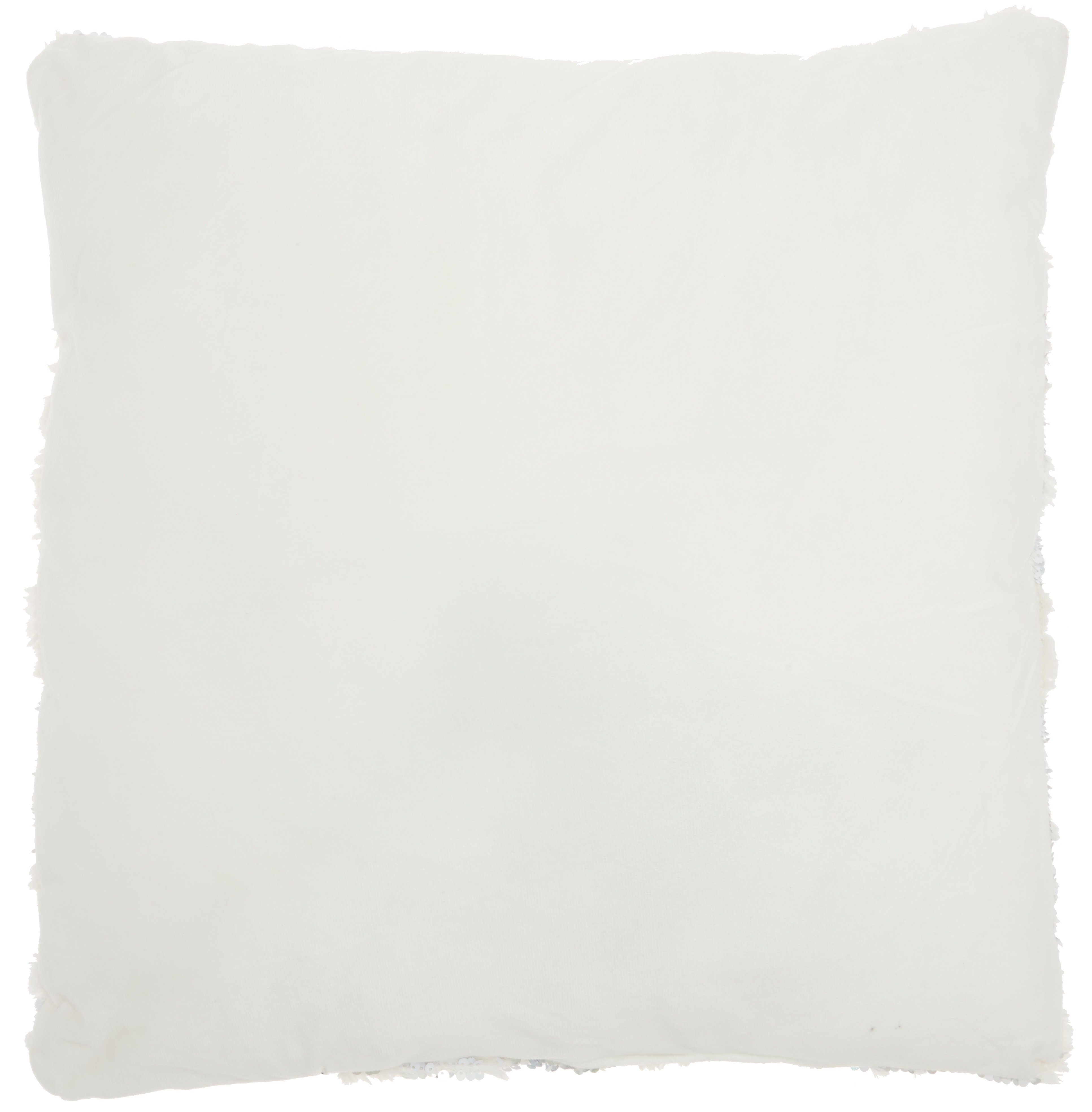 VV201/WHITESV-20X20 White and Silver Faux Fur Throw Pillow with Sequin Embellishment-2