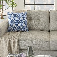RC790/BLUE-18X18 Off White and Printed Blue Paisley Throw Pillow-1