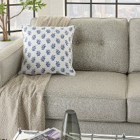 RC791/BLUE-18X18 Off White and Blue Printed Branches Throw Pillow-1